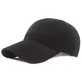 Gorra de béisbol clásica de puro algodón negro con visera curva y diseño de seis paneles - Ajustable / Negro
