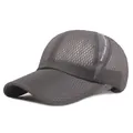 Men's breathable mesh baseball cap in dark grey with quick-dry honeycomb fabric design - Adjustable / Dark Gray