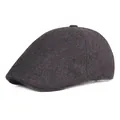 Détail de la texture d'une casquette plate en laine gris anthracite avec bouton décoratif - M(56-58cm) / Gris clair