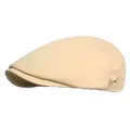 Gros plan de la casquette plate kaki montrant la texture en coton et la broderie latérale - M (56-58cm) / Beige