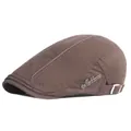 Classic dark brown striped beret with silver metal logo and adjustable buckle back - Adjustable / Coffee