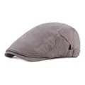 Détail de la boucle en métal réglable et de la texture sergée du béret gris - Réglable / Gris