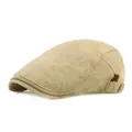 Casquette plate classique kaki en tissu respirant pour protection solaire d'été - Réglable / Beige
