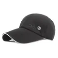 Men's summer thin black baseball cap with white piping and Genuine Sports embroidery - Black