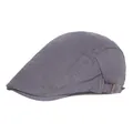 Classic dark grey cotton flat cap for men with adjustable metal side buckles - Adjustable / Gray