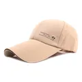 Khaki breathable baseball cap with long visor and genuine sports logo embroidery - Khaki