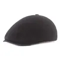 Minimalist black newsboy beret hat for men and women featuring a vintage paneled fabric design - Adjustable / Black