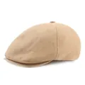 Classic light brown herringbone ivy cap for men and women in retro British style - Adjustable / Khaki