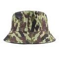Vue détaillée du chapeau bob camouflage avec tissu en sergé robuste et motif de plein air - M / Grand Camo Vert Armée