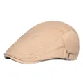 Classic khaki newsboy cap in twill cotton with adjustable side metal buckle - Adjustable / Khaki