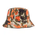 Détail d'un chapeau bob camouflage d'extérieur en sergé durable orange et vert robuste - M / Grand Camo Orange