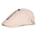 Béret en toile beige avec détail zippé et texte Follow & Me sur fond blanc épuré - Réglable / Kaki