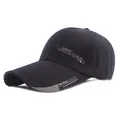 Casquette de baseball en coton noir avec imprimés sport gris et visière stylée - Réglable / Bleu marine