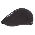 Casquette plate noire en coton avec sangle à fermeture éclair et anneau métallique - Réglable / Noir