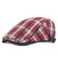 Boina a cuadros en rojo blanco y negro con hebilla metálica ajustable para verano - Ajustable / Rojo