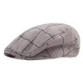 Béret à carreaux gris classique pour homme avec un design respirant de style vintage - M (56-58cm) / Café
