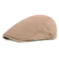Boina clásica beige con hebilla metálica ajustable y textura de sarga de algodón - Ajustable / Caqui