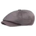 Dark brown mesh flat cap for men with breathable sun protection and vintage beret style - M(56-58cm) / Dark Gray