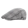 Classic grey glen plaid newsboy cap with adjustable metal buckle and breathable fabric - Adjustable / Gray