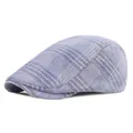 Gorra de cuadros azul y blanco en mezcla de algodón transpirable para estilo casual - Ajustable / Azul
