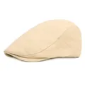 Dettaglio del tessuto traspirante in misto cotone e lino beige di una coppola - Beige