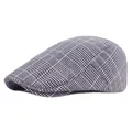 Classic grey and white Prince of Wales check flat cap for men and women - Adjustable / Blue