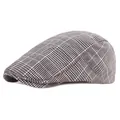 Classic black and white glen plaid newsboy cap in vintage British flat cap style - Adjustable / Gray