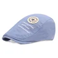 Béret bleu clair brodé d'une étoile avec protection solaire pour hommes et femmes - Réglable / Bleu