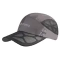 Détail du panneau en maille grise sur la casquette de sport respirante avec logo - Réglable / gris foncé