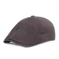 Béret classique taupe foncé en coton avec détails de couture sergé et style vintage - Gris