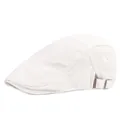 Détail de la casquette plate blanche avec coutures vintage et boucle de réglage en métal - Réglable / Blanc