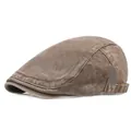 Gorra plana retro marrón lavado con hebilla de metal ajustable sobre fondo blanco - Ajustable / Verde Militar
