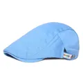 Béret bleu clair en coton avec boucle métallique et détail d'étiquette brodée - Réglable / Bleu