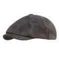 Klassische dunkelgraue Baskenmütze aus gewaschener Baumwolle im Vintage-Stil für Herren - M (56-58cm) / Grauschwarz