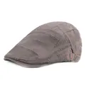 Béret gris-violet délavé avec bords effilochés et étiquette de mode sur fond blanc pur - Réglable / Gris