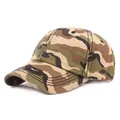Detail view of the jungle camouflage pattern and reinforced stitching on the baseball cap - Adjustable / Army Green