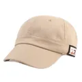Casquette de baseball classique en coton beige avec écusson carré et design à six panneaux - Kaki