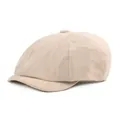Détail du tissu à chevrons et des coutures sur un bonnet octogonal beige rétro - M(56-58cm) / Beige