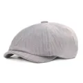 Casquette gavroche classique grise à chevrons avec texture vintage et forme octogonale - M(56-58cm) / Gris clair