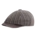 Detailed view of striped vintage newsboy cap fabric texture and stitching details - M (56-58cm) / Gray