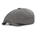 Gros plan détaillé sur la texture à chevrons gris foncé d'une casquette vintage - M(56-58cm) / Gris Noir
