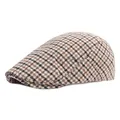 Vintage houndstooth pattern beret flat cap in brown and beige tones for autumn winter - Adjustable / Beige