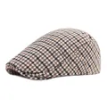 Classic houndstooth flat cap for men and women in vintage black, brown and beige colors - Adjustable / Beige