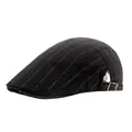 Béret noir à fines rayures pour hommes et femmes avec boucle de réglage métallique - Réglable / Noir