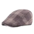 Klassische karierte Cord-Schirmmütze für Herren in Grau und Beige mit Textur - Verstellbar / Grau
