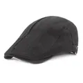 Béret classique noir pour homme avec boucle en métal réglable et coutures renforcées - Réglable / Noir