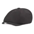 Casquette gavroche noire classique à chevrons avec texture vintage et bouton supérieur - M(56-58cm) / Noir