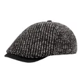 Casquette plate vintage en maille tricotée noir et blanc avec visière et bouton noirs - Réglable / Noir