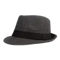 Classic charcoal grey vintage fedora hat for men featuring a black ribbon band detail - M (56-58cm) / Black