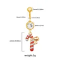 Piercing de ombligo de titanio con colgante de bastón de caramelo y cristal brillante - Estilo Bastón de Caramelo (24092502-4)